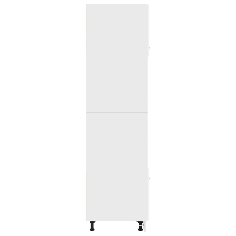 Skap for mikrobølgeovn hvit 60x57x207 cm sponplate