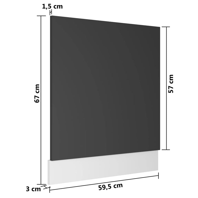 Oppvaskmaskinspanel grå 59,5x3x67 cm sponplate