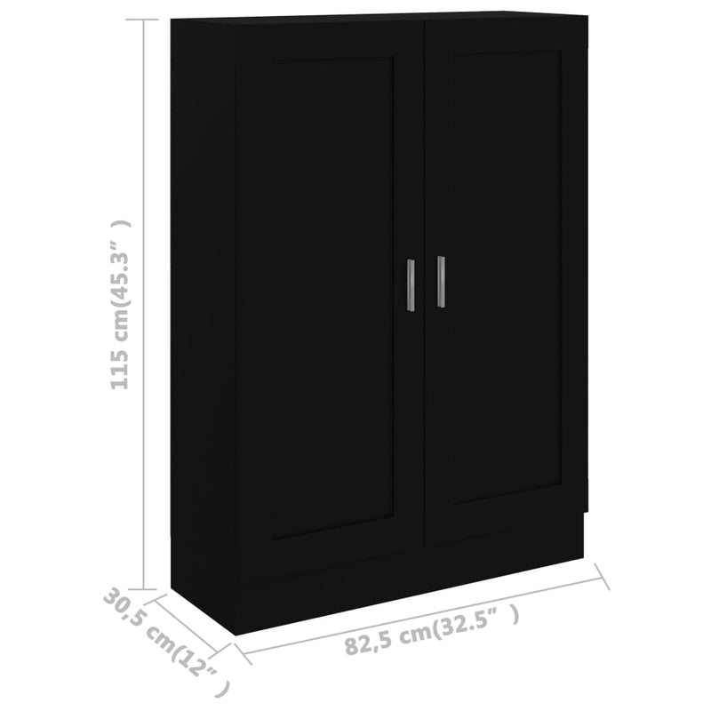 Bokhylle svart 82,5x30,5x115 cm sponplate