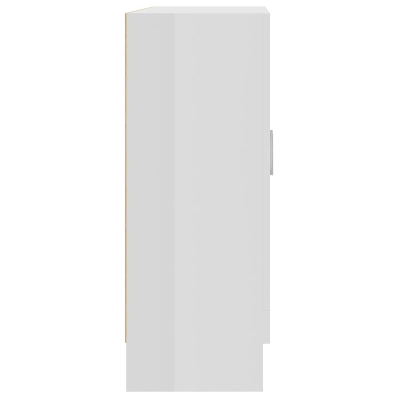 Vitrineskap høyglans hvit 82,5x30,5x80 cm sponplate