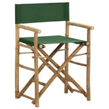 Sammenleggbare regissørstoler 2 stk grønn bambus og stoff