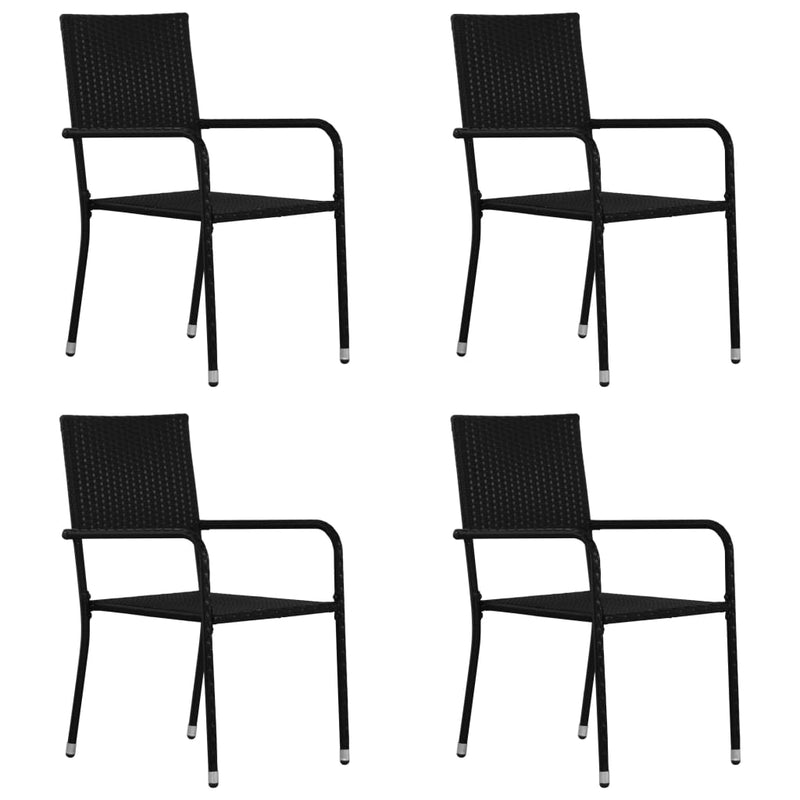 Utendørs spisestoler 4 stk svart polyrotting
