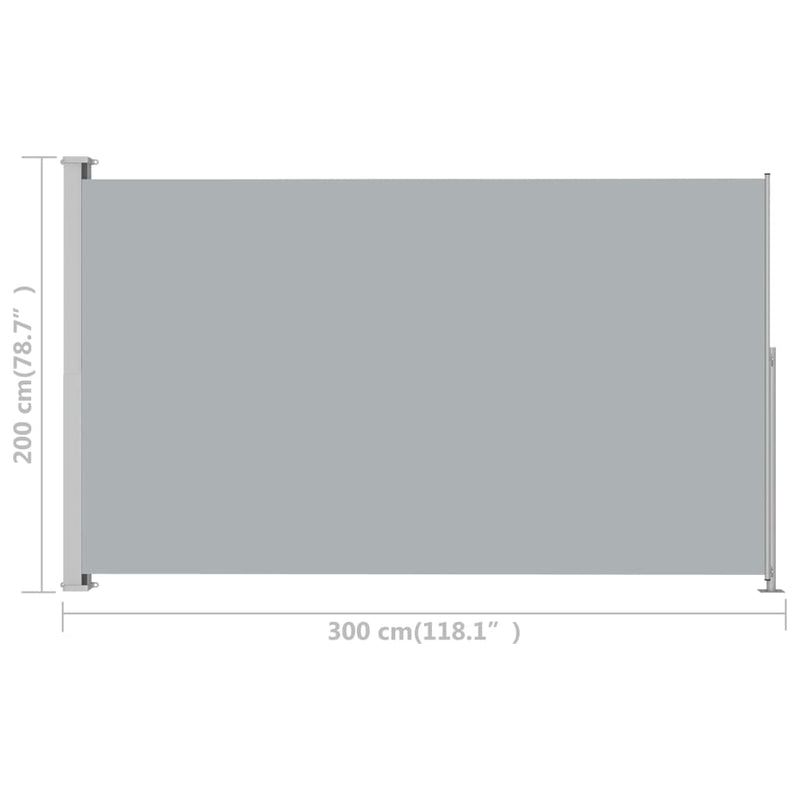Uttrekkbar sidemarkise 200x300 cm grå