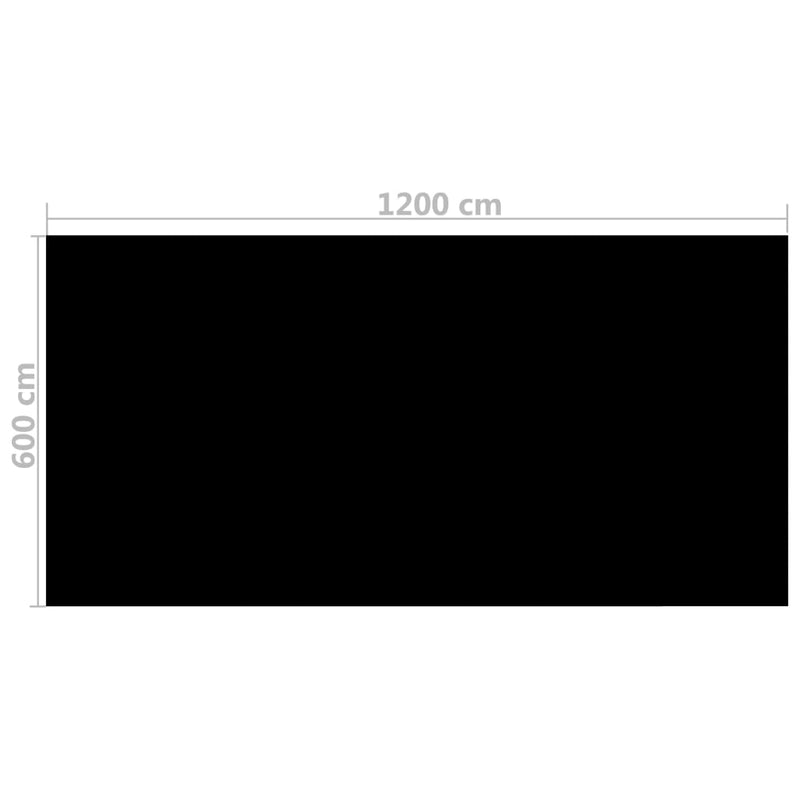Bassengtrekk rektangulært 1200x600 cm PE svart
