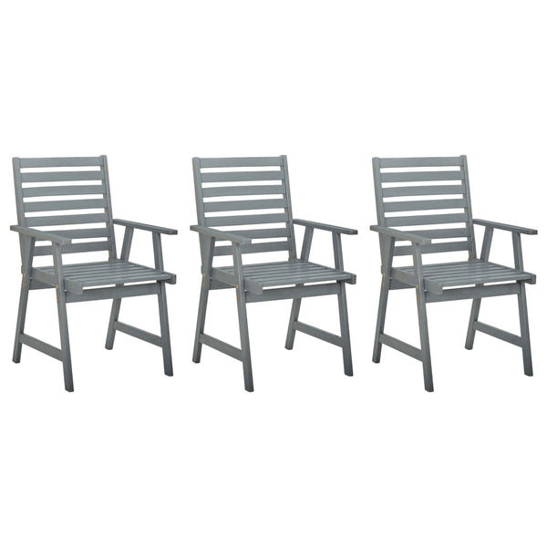 Utendørs spisestoler 3 stk grå heltre akasie