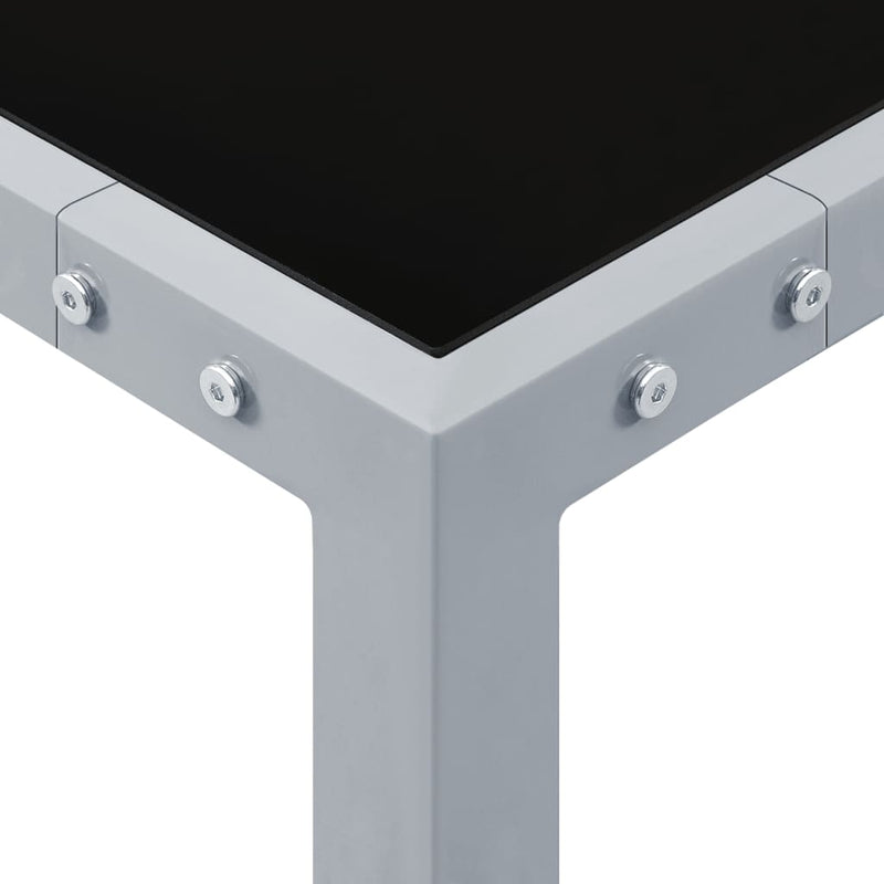 Hagebord 130x130x72 cm stål og glass grå