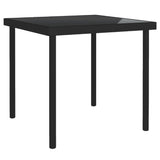 Utendørs spisebord svart 80x80x72 cm glass og stål