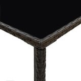 Hagebarbord brun 70x70x110 cm polyrotting og glass