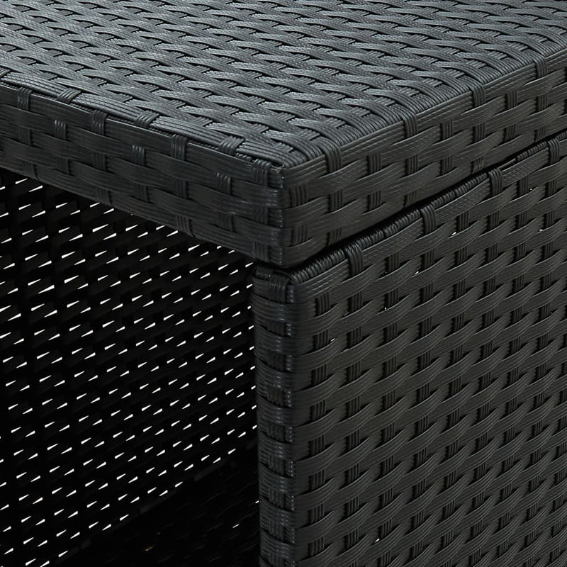 Barbord med oppbevaringsstativ svart 120x60x110 cm polyrotting