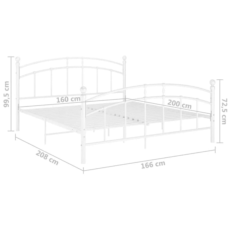 Sengeramme hvit metall 160x200 cm