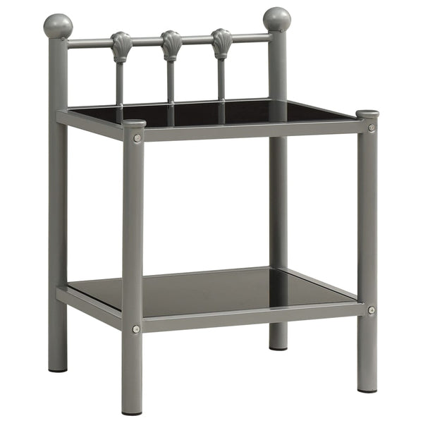 Nattbord grå og svart 45x34,5x60,5 cm metall og glass
