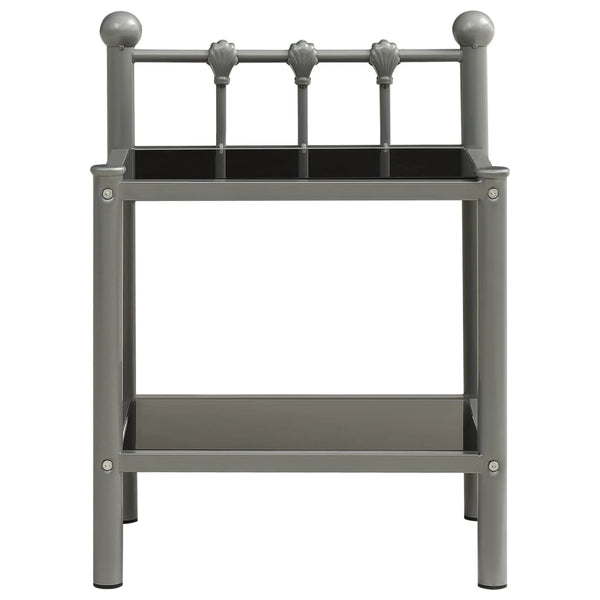 Nattbord grå og svart 45x34,5x60,5 cm metall og glass