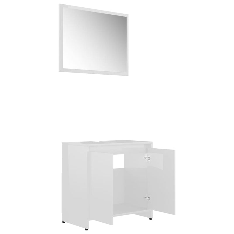 Baderomsmøbler 4 deler høyglans hvit sponplate