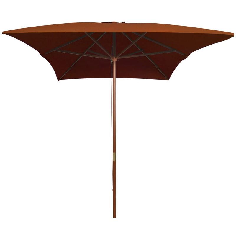 Utendørs parasoll med trestang terrakotta 200x300 cm
