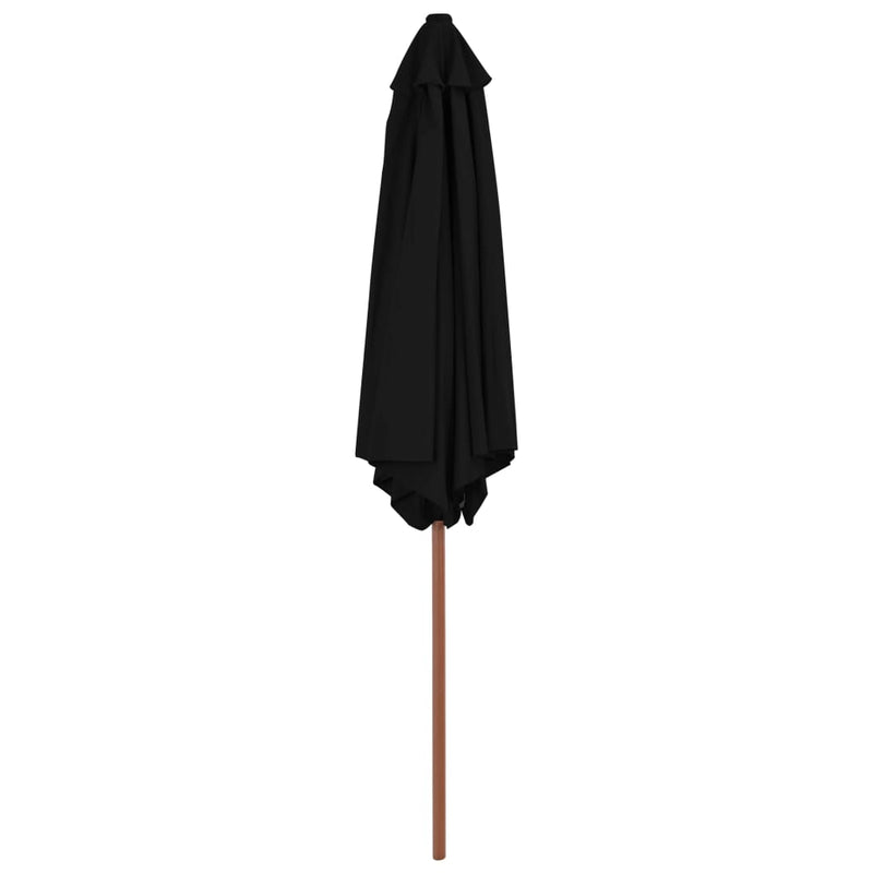 Parasoll med trestang svart 270 cm