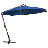 Hengende parasoll med stolpe asurblå 3,5x2,9 m heltre gran