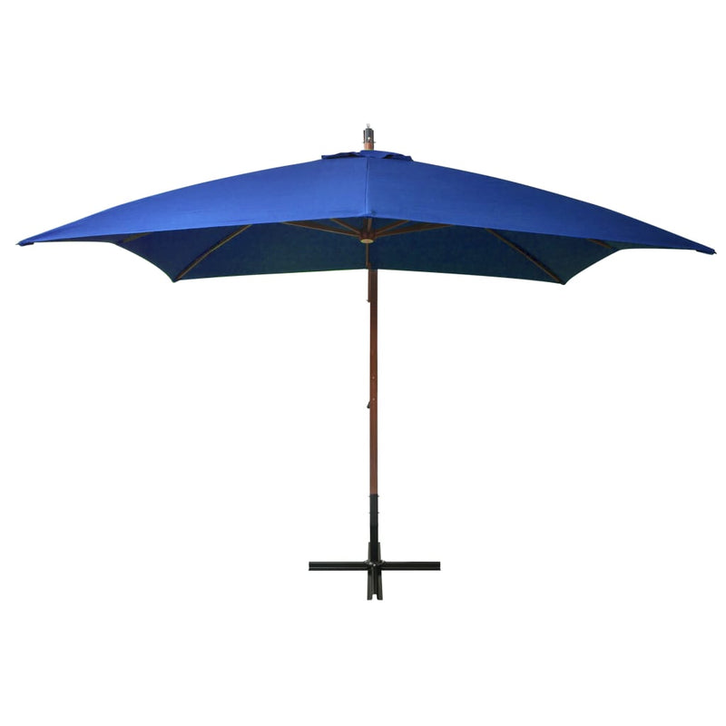 Hengende parasoll med stolpe asurblå 3x3 m heltre gran