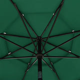 Parasoll med aluminiumsstang 3 nivåer 3,5 m grønn