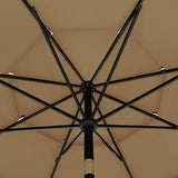 Parasoll med aluminiumsstang 3 nivåer 3,5 m gråbrun