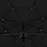 Parasoll med aluminiumsstang 3 nivåer 3,5 m svart