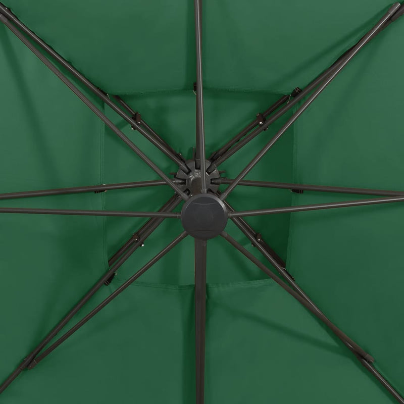 Hengeparasoll med dobbel topp 300x300 cm grønn