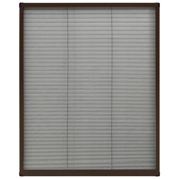 Plissert insektskjerm for vindu aluminium brun 80x100 cm