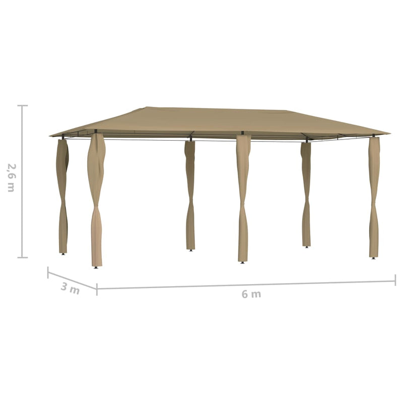 Paviljong med stolpetrekk 3x6x2,6 m gråbrun 160 g/m²