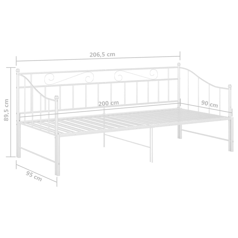 Uttrekkbar ramme til sovesofa hvit metall 90x200 cm