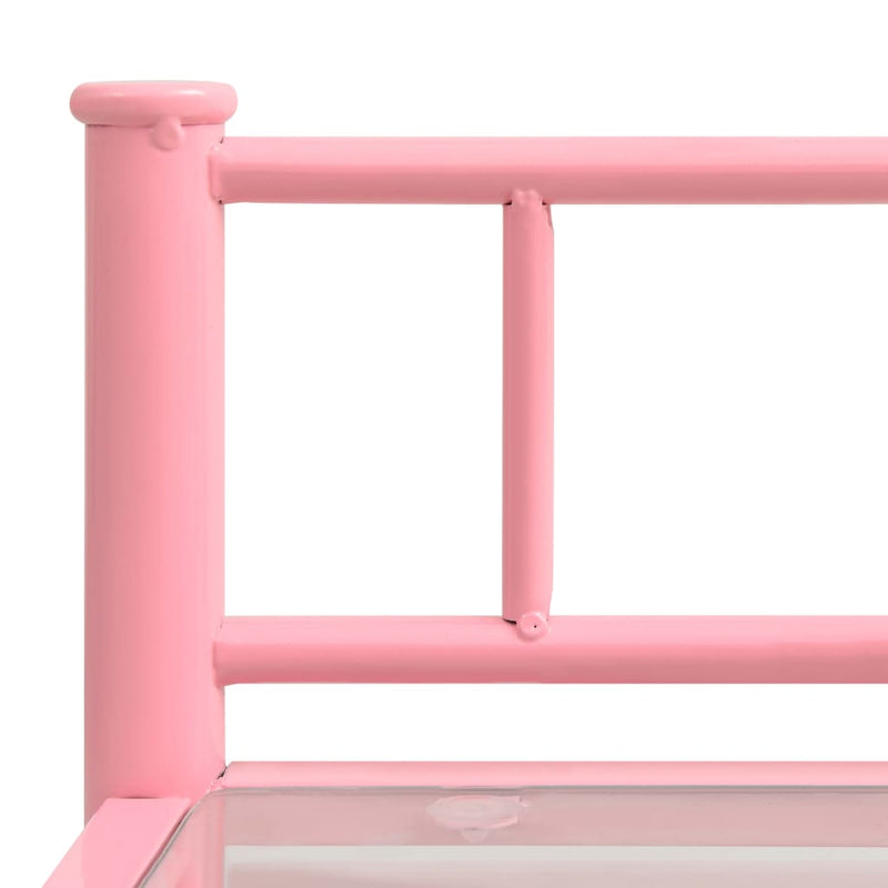 Nattbord 2 stk rosa og gjennomsiktig metall og glass