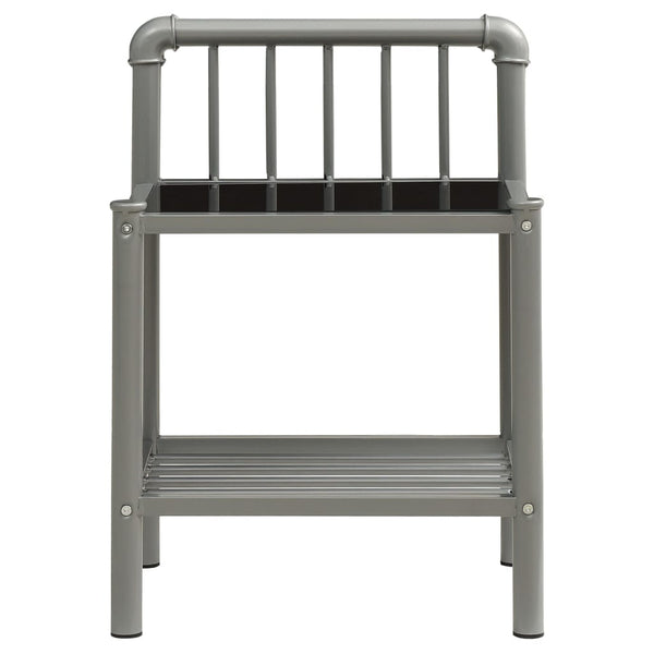 Nattbord grå og svart 45x34,5x62,5 cm metall og glass