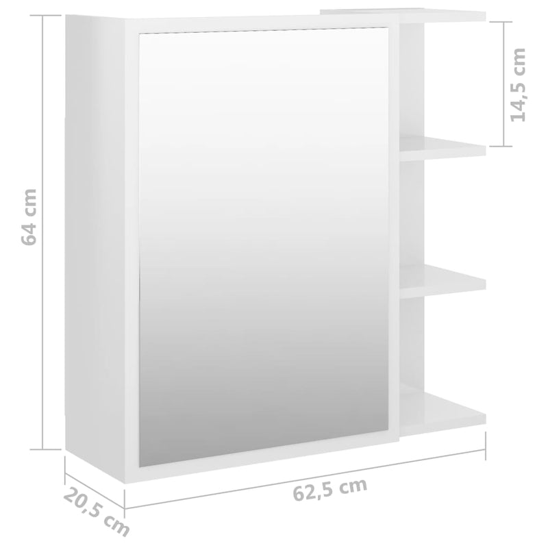 Speilskap til baderom høyglans hvit 62,5x20,5x64 cm sponplate