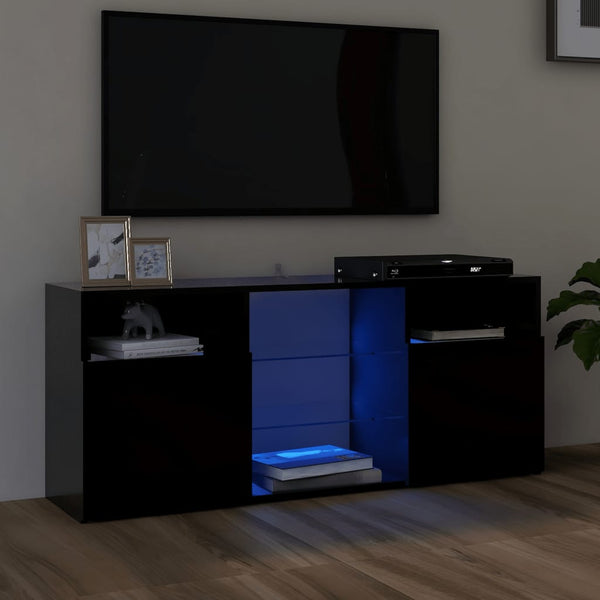 TV-benk med LED-lys svart 120x30x50 cm