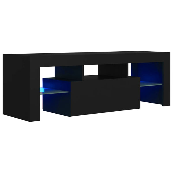 TV-benk med LED-lys svart 120x35x40 cm