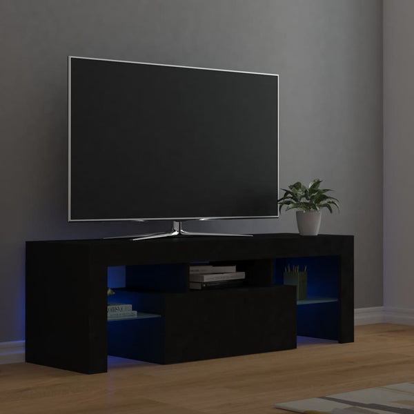 TV-benk med LED-lys svart 120x35x40 cm