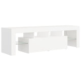 TV-benk med LED-lys hvit 140x36,5x40 cm