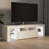 TV-benk med LED-lys hvit 140x36,5x40 cm