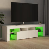 TV-benk med LED-lys hvit 140x36,5x40 cm