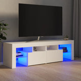 TV-benk med LED-lys hvit 140x36,5x40 cm