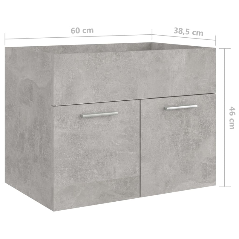 Servantskap betonggrå 60x38,5x46 cm sponplate