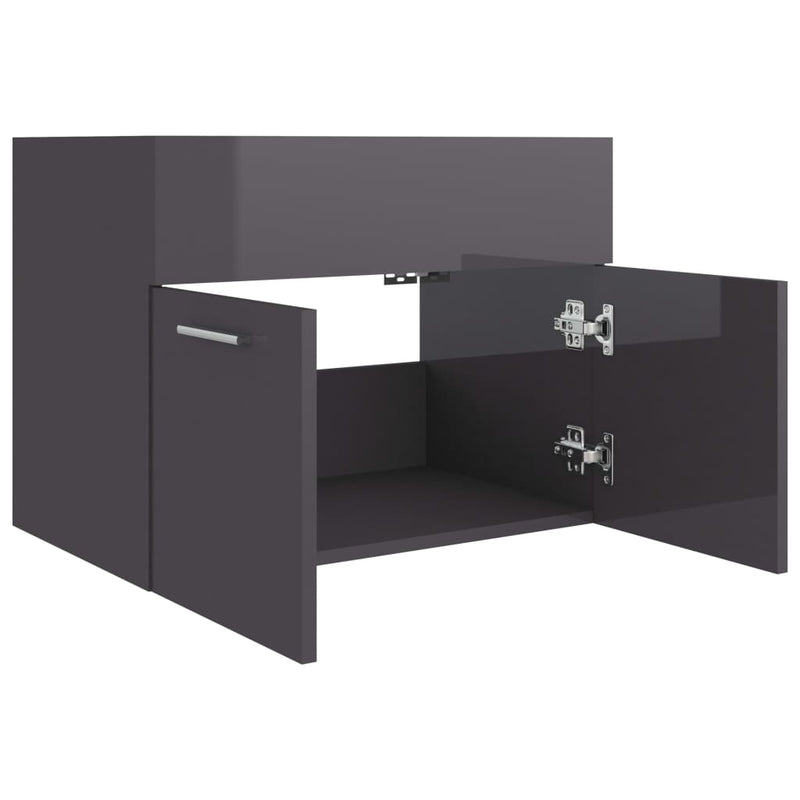 804655   Sink Cabinet High Gloss Grey 60x38,5x46 cm Engineered Wood