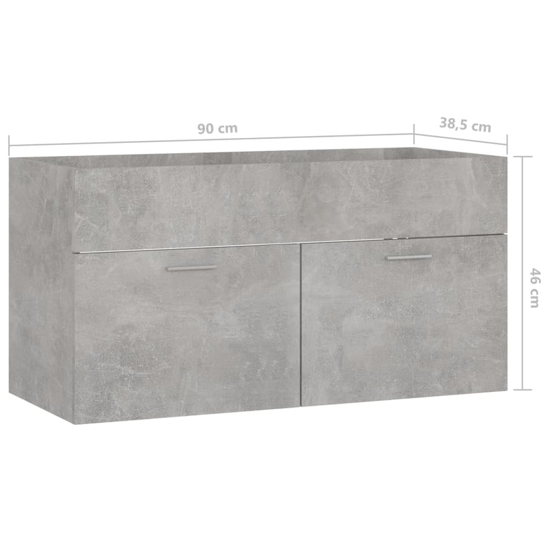Servantskap betonggrå 90x38,5x46 cm sponplate