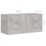 Servantskap betonggrå 100x38,5x46 cm sponplate