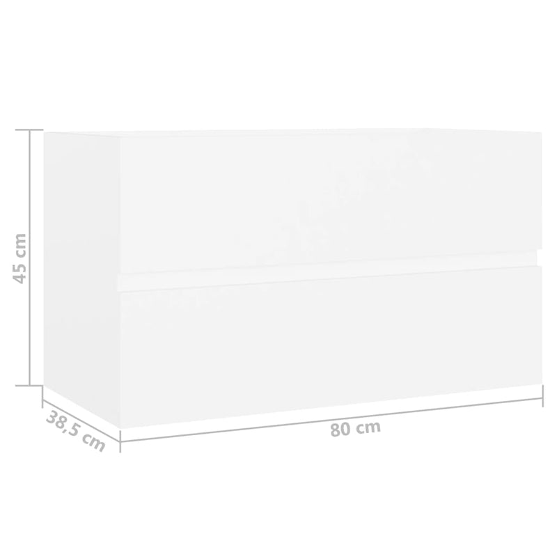 Servantskap hvit 80x38,5x45 cm sponplate
