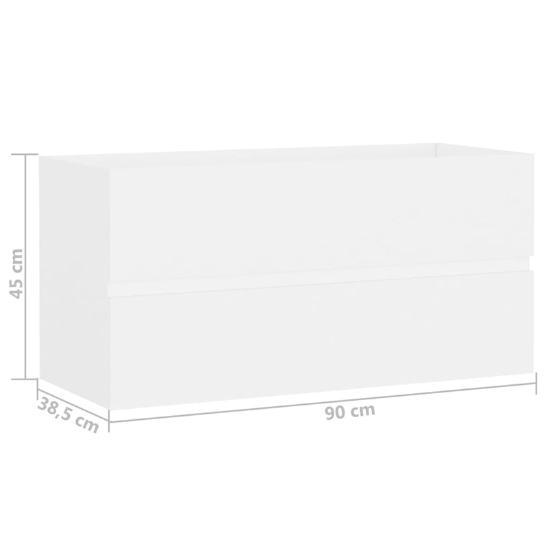 Servantskap hvit 90x38,5x45 cm sponplate