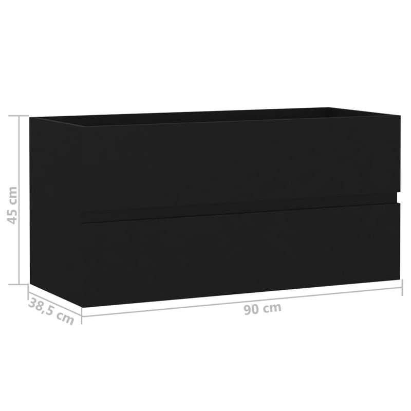 Servantskap svart 90x38,5x45 cm sponplate