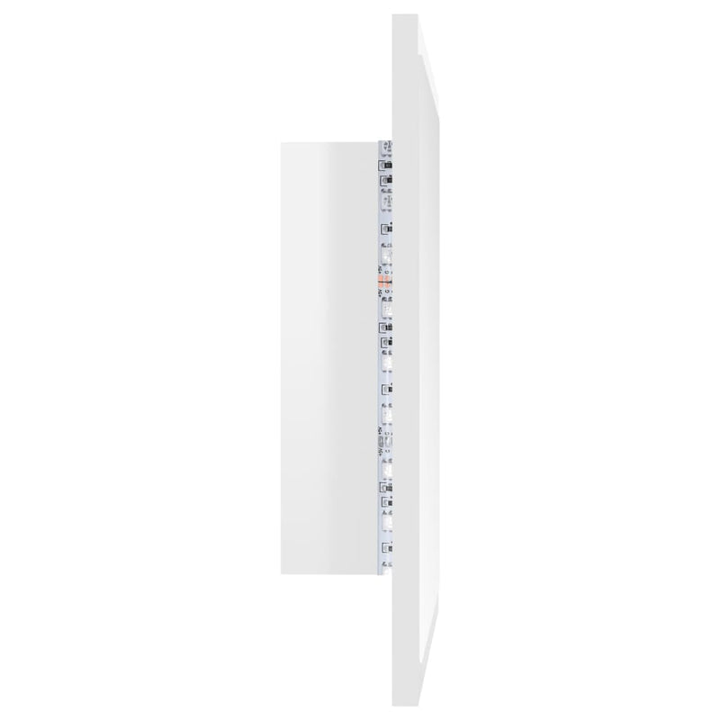 LED Baderomsspeil høyglans hvit 40x8,5x37 cm sponplate