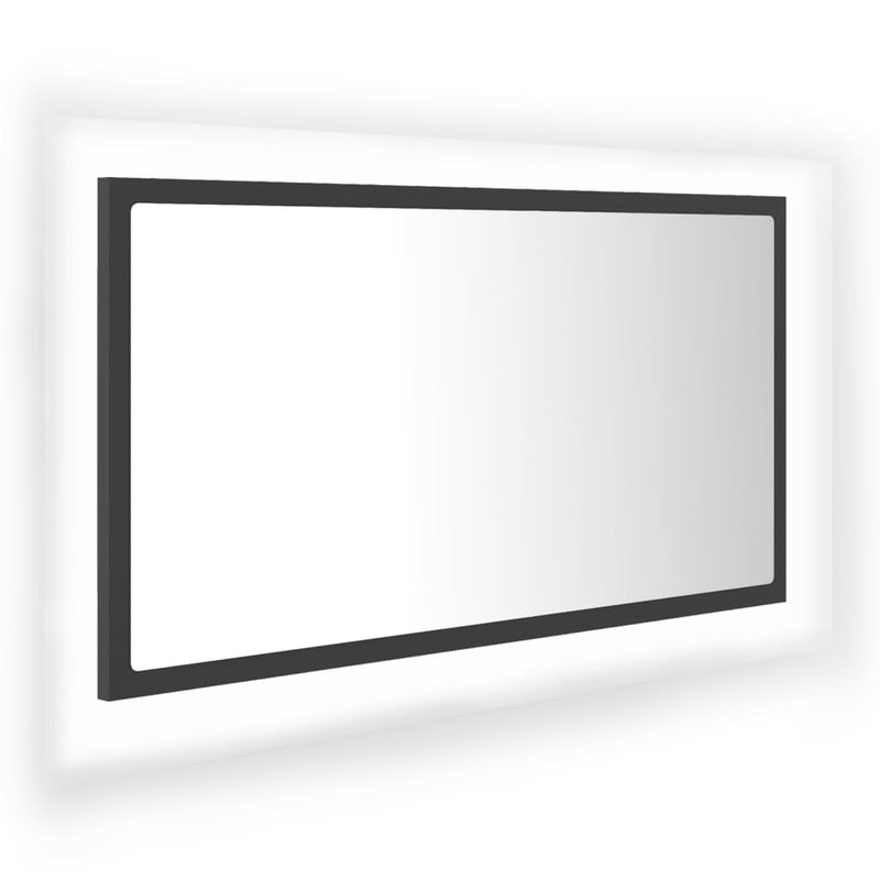 Baderomsspeil LED 80x8,5x37 cm sponplate grå