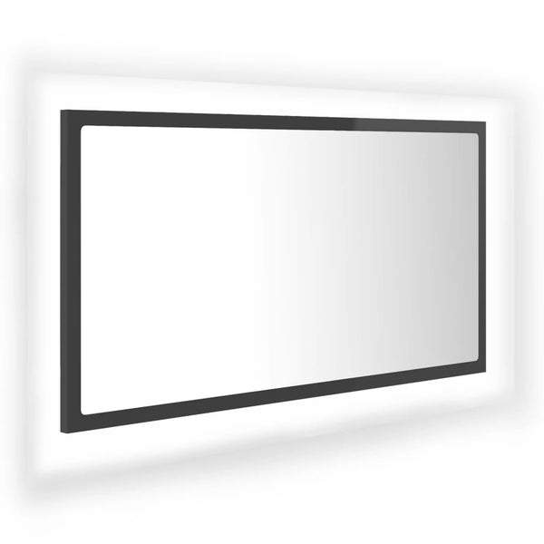 Baderomsspeil LED 80x8,5x37 cm sponplate høyglans grå