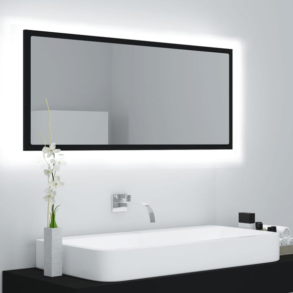 Baderomsspeil LED 100x8,5x37 cm sponplate svart