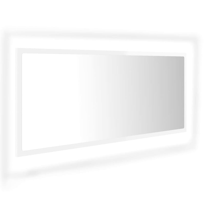 Baderomsspeil LED 100x8,5x37 cm sponplate høyglans hvit